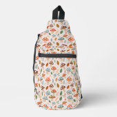 Paddenstoel, herfstloof, natuurpatroon sling bag (Voorkant)