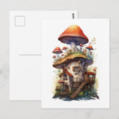 Paddenstoel huis vele verdiepingen Rood en wit Briefkaart (Voorkant / Achterkant)