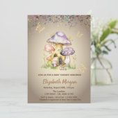 Paddenstoel huizen gouden vlinder Baby shower Kaart (Staand voorkant)
