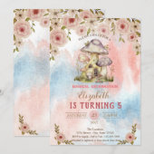 Paddenstoel Huizen Waterverf Bloemen Splash Verjaa Kaart (Voorkant / Achterkant)