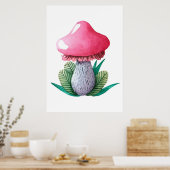 paddenstoel Hunter-paddenstoel en bladeren Poster (Keuken)