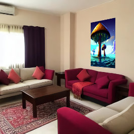 Paddenstoel in het zee | AI Art Poster