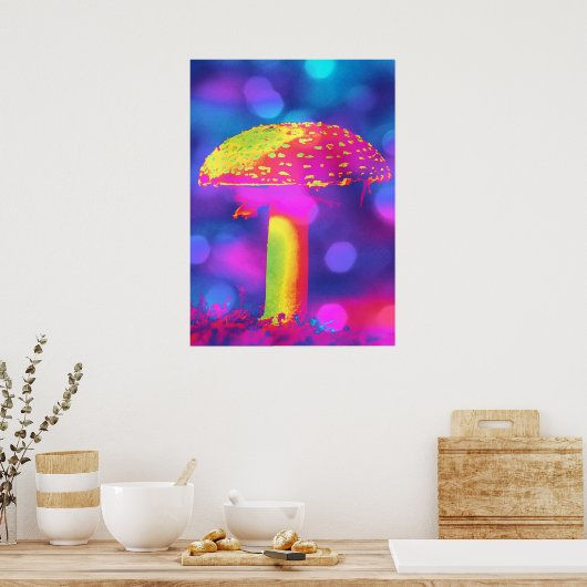 Paddenstoel in licht poster (Keuken)
