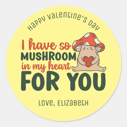 paddenstoel in mijn hart Funny Pun Cute Valentijns Ronde Sticker (Voorkant)