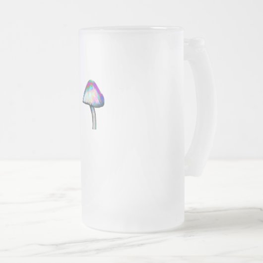 paddenstoel in witte driehoekige kleuren matglas bierpul (Voorkant rechts)