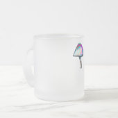 paddenstoel in witte driehoekige kleuren matglas koffiemok (Voorkant links)