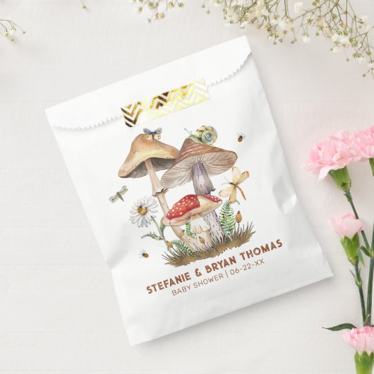 Paddenstoel & Insecten Baby shower Favoriet Bag |  Bedankzakje (Gezegeld)