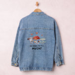 Paddenstoel Je laat me papperig voelen Denim Jacket<br><div class="desc">Rustiek en grappig denim jasje met waterverf illustratie van paddenstoelen en harten met een tekst die zegt "je maakt me voelen papperig."</div>