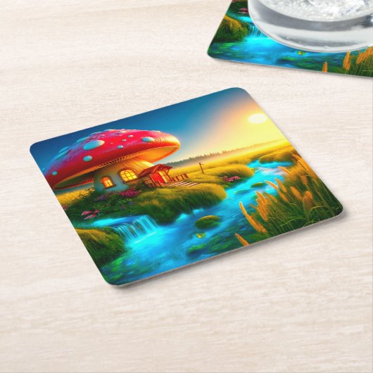 paddenstoel kartonnen onderzetters (Schuin)