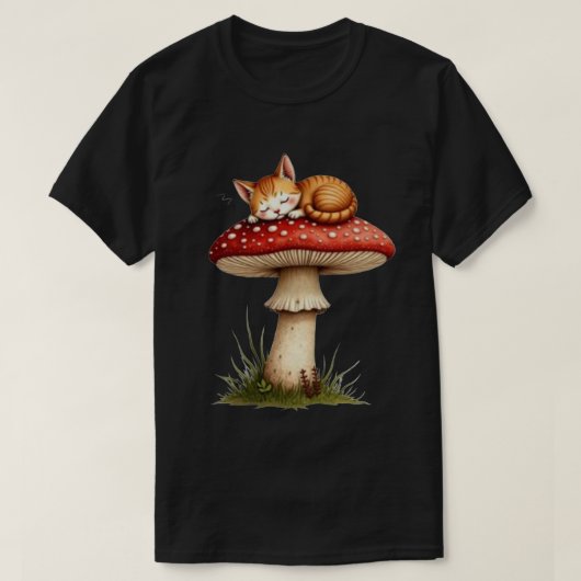 Paddenstoel kat dutje t-shirt (Design voorkant)