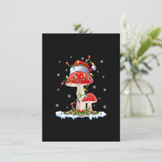 Paddenstoel Kerst Grappige Kerstman Hoed Lichtjes  Kaart (Staand voorkant)