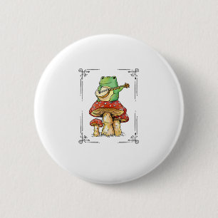 Paddenstoel Kikker Goblincore Mycologie Artistiek Ronde Button 5,7 Cm