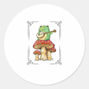 Paddenstoel Kikker Goblincore Mycologie Artistiek Ronde Sticker