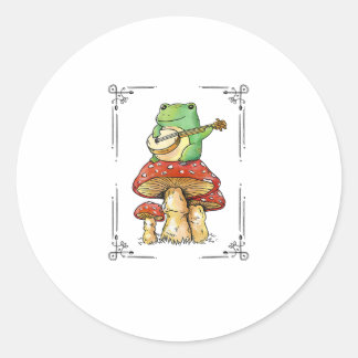 Paddenstoel Kikker Goblincore Mycologie Artistiek Ronde Sticker