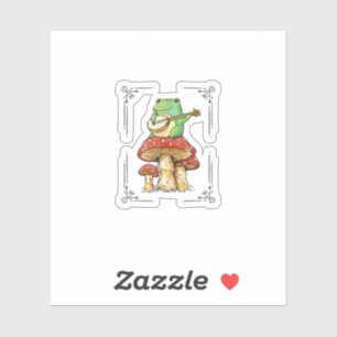 Paddenstoel Kikker Goblincore Mycologie Artistiek Sticker