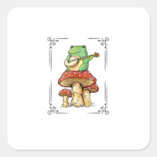 Paddenstoel Kikker Goblincore Mycologie Artistiek  Vierkante Sticker