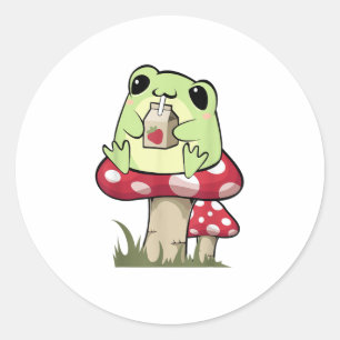 Paddenstoel Kikker Goblincore Mycologie Creatieve Ronde Sticker