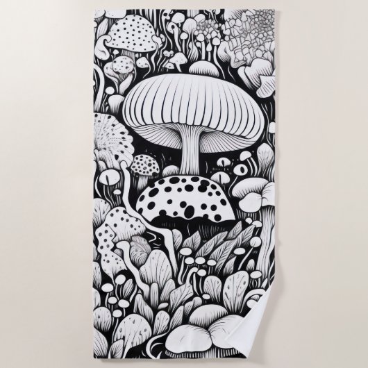 Paddenstoel lijntekening  strandlaken (Voorkant)