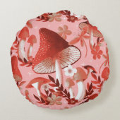 Paddenstoel Magische roze en rode ronde piloot Rond Kussen (Achterkant)