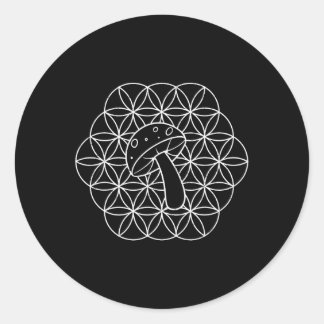 Paddenstoel Mandala Heilige Geometrie Mycologie Sc Ronde Sticker