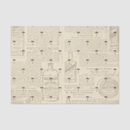 Paddenstoel met Antiek ontkoppeling van kranten Tissuepapier (Voorkant)