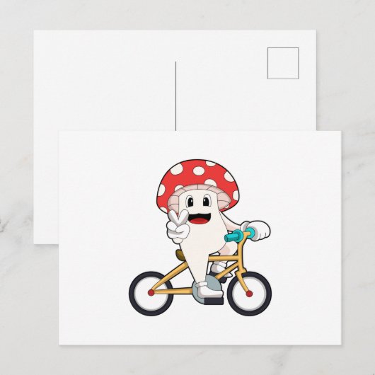 Paddenstoel met Bicycle.PNG Briefkaart (Voorkant / Achterkant)