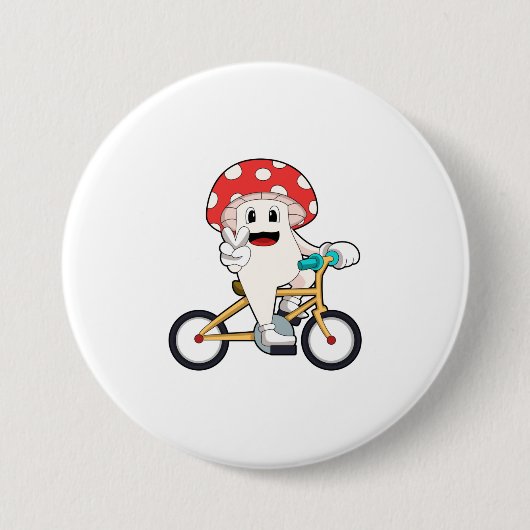 Paddenstoel met Bicycle.PNG Ronde Button 7,6 Cm (Voorkant)