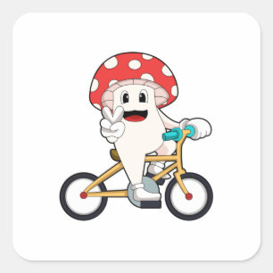 Paddenstoel met Bicycle.PNG Vierkante Sticker