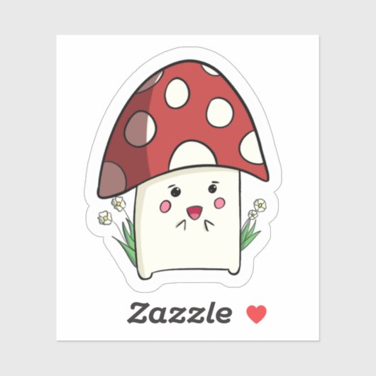 Paddenstoel met bloemetjes Sticker (Vel)