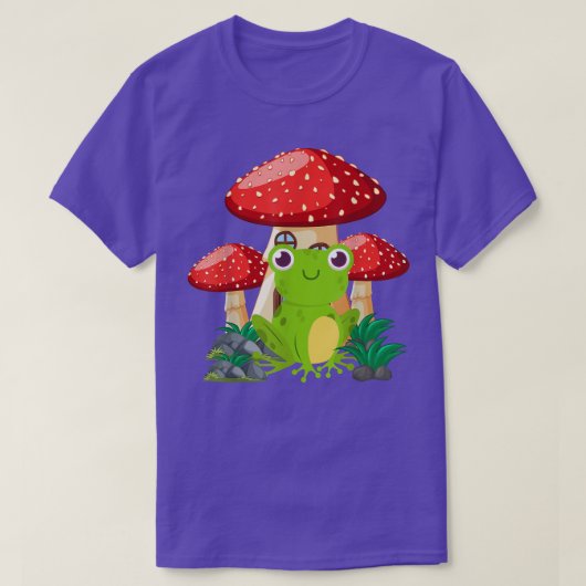 Paddenstoel met Cute Frog Cottcore Aesthetisch Tee T-shirt (Design voorkant)