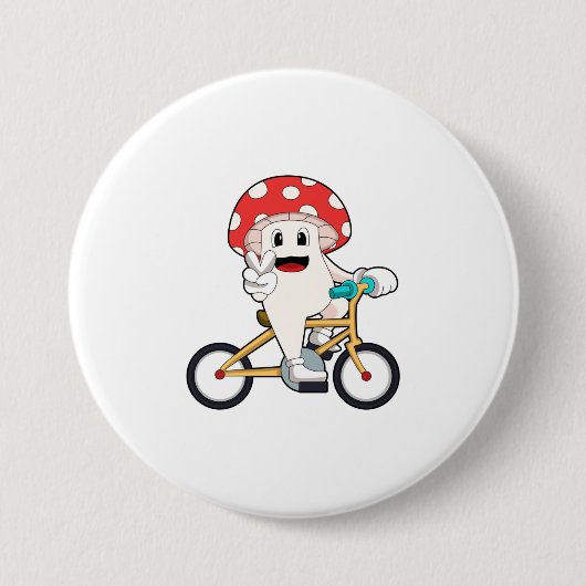 Paddenstoel met fiets.PNG Ronde Button 7,6 Cm (Voorkant)