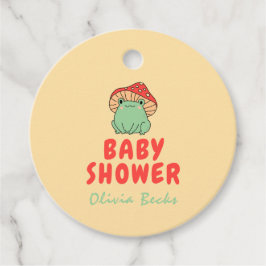 Paddenstoel met kikker Baby shower Bedankjes Labels