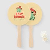Paddenstoel met kikker Baby shower Handwaaier (Voorkant en achterkant)