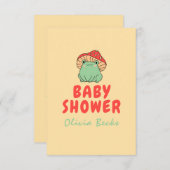 Paddenstoel met kikker Baby shower Informatiekaartje (Voorkant / Achterkant)