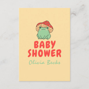 Paddenstoel met kikker Baby shower Informatiekaartje