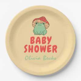 Paddenstoel met kikker Baby shower Papieren Bordje