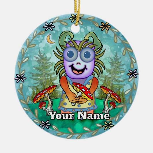 Paddenstoel Monster Keramisch Ornament (Voorkant)