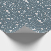 Paddenstoel Moon Dragonfly Cute Autumn Pattern Blu Cadeaupapier (Hoek)