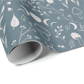 Paddenstoel Moon Dragonfly Cute Autumn Pattern Blu Cadeaupapier (Rol Hoek)