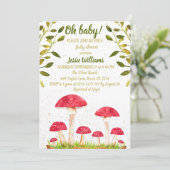 Paddenstoel Mushroom Waterverf Natuur Baby shower Kaart (Staand voorkant)