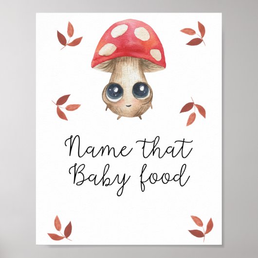 Paddenstoel - naam dat babyvoedsel showerposter poster (Voorkant)