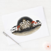 Paddenstoel Oogst Line Sticker - Ovaal (Envelop)