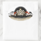 Paddenstoel Oogst Line Sticker - Ovaal (Tas)