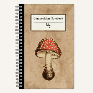Paddenstoel op een oud papier gepersonaliseerde co notitieboek