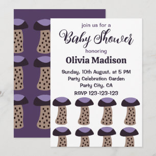 Paddenstoel Paarse Paddenstoel Meisje Baby Shower Kaart