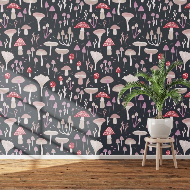 Paddenstoel paddenstoel schimmels donker behang (Mushroom toadstool fungi dark wallpaper)