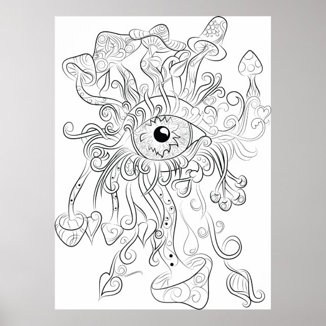 paddenstoel poster voor het tekenen van volwassen (Voorkant)