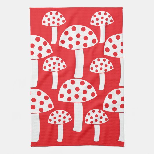 Paddenstoel Rode Witte Champignon  Theedoek (Verticaal)