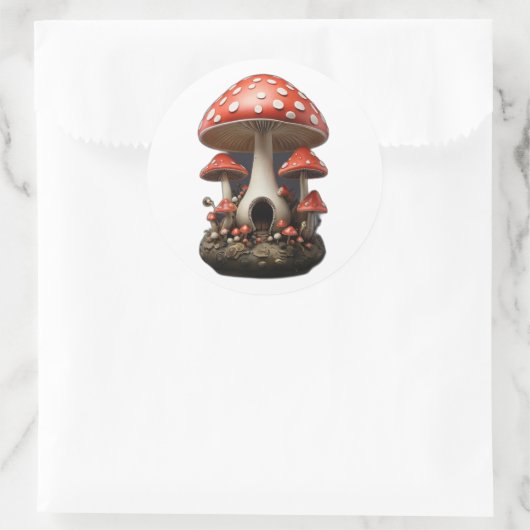 paddenstoel ronde sticker (Tas)