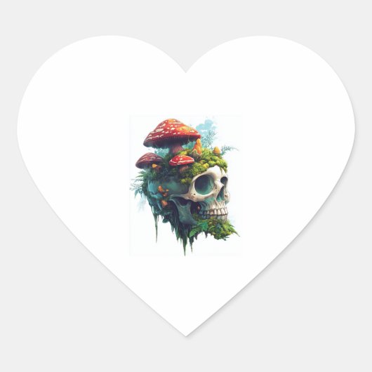 Paddenstoel Schedel Bos Hart Sticker (Voorkant)